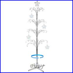 Metal Ornament Tree Display Stand Christmas Rotating Silver Color 74H
