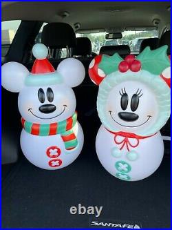 Mickey and Minnie Mouse Disney Blow Mold Snowman Lighted Christmas 23'' Tall