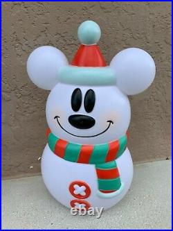 Mickey and Minnie Mouse Disney Lighted Blow Mold Snowman Christmas Decoration