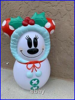 Mickey and Minnie Mouse Disney Lighted Blow Mold Snowman Christmas Decoration