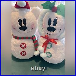 Minnie & Mickey 22 Disney Plush Christmas Greeter Snowman Sherpa Holiday New
