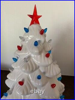 Mr. Christmas Light Up Patriotic Nostalgic Ceramic Tree-red/white/blue -14-new