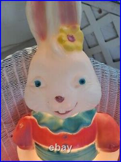Mr/Mrs Bunny Rabbit Blow Mold Lighted General Foam Plastics Vintage 2 Lot