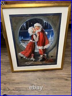 Mrs Claus Kissing Santa Wall Art