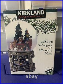 Musical Winter Wonderland Large Snow Globe Rotating Base W\Box HTF Kirkland