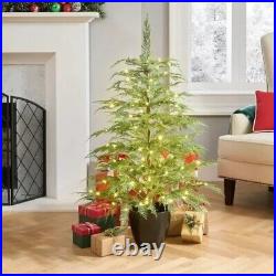 My Texas House Potted 4FT Pre-Lit Cypress Artificial Christmas Tree, 100 LED NEW