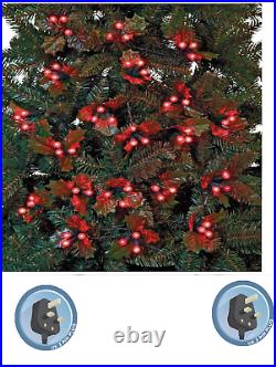 NEW 120 Holly & Berry Red LED Christmas Tree String Fairy Lights 5.8m BATTERY AA
