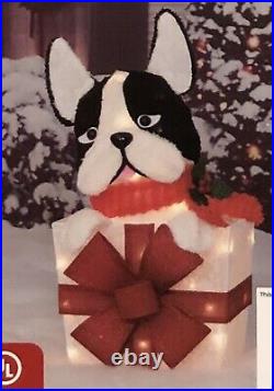 NEW! 22in Pre-Lit French Bulldog in Gift Box Outdoor/Indoor Sculpture