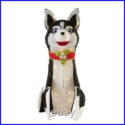 NEW 3ft 80-Light Adorable Dogs LED Husky Christmas Yard Sculpture