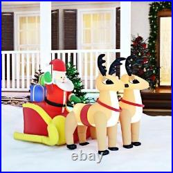 NEW 6ft Long Santa Claus Sleigh w Reindeer Christmas Lighted Yard Decor Outdoor