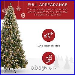 NEW 7.5ft Pre-Lit Decorated Pine Hinged Artificial Christmas Tree-FREE SHIPPING