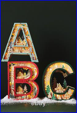 NEW ANTHROPOLOGIE Monogram Wonderland Light-Up Scene Christmas Letter J