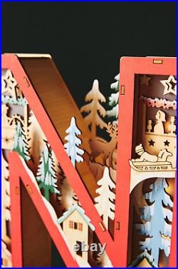 NEW ANTHROPOLOGIE Monogram Wonderland Light-Up Scene Christmas Letter N