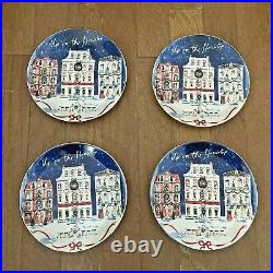 NEW Anthropologie Up On The Housetop SET OF 4 Dessert Plates by Susannah Garrod