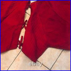 NEW BELLA LUX Holiday Collection RED POINSETTIA bell trim quilted TREE SKIRT