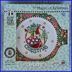NEW Enesco MAGIC OF CHRISTMAS 10 Dinner Plate Set of 4 Mary Engelbreit Mint NOS