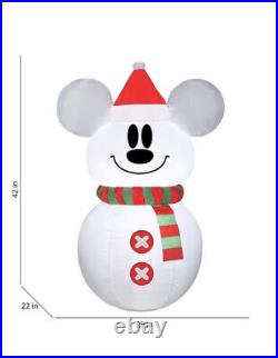 NEW Gemmy Disney Mickey & Minnie Mouse Christmas Snowman Airblown Inflatable Set
