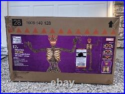 NEW! Home Accents Holiday 12ft Rotten Patch Inferno Pumpkin Skeleton with LCD Eyes