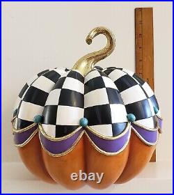 NEW Mackenzie Childs 10.5 Tall FAIRYTALE COURTLY CHECK PUMPKIN Hand-Painted