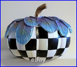 NEW Mackenzie Childs Small 7 x 6 COURTLY CHECK FOLIAGE PUMPKIN Hand-Painted