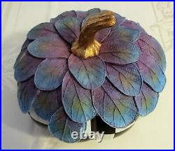 NEW Mackenzie Childs Small 7 x 6 COURTLY CHECK FOLIAGE PUMPKIN Hand-Painted