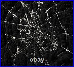 NEW Pottery Barn Cozy Embellished Spider Web Sherpa Pillow Cover, Halloween