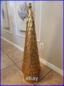 NEW Pottery Barn Handcrafted Antique Gold Metal Tree Holiday Christmas