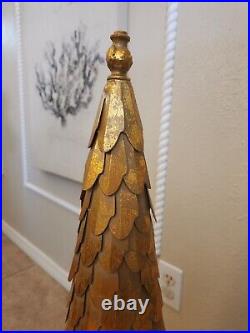 NEW Pottery Barn Handcrafted Antique Gold Metal Tree Holiday Christmas