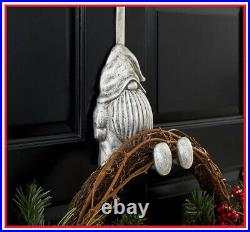 NEW Pottery Barn Over the Door Gnome Wreath Hanger in Pewter