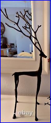 NEW Pottery Barn Sculpted Bronze Reindeer LARGE 28 Winter Rustic