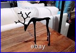 NEW Pottery Barn Sculpted Bronze Reindeer SMALL & LARGE Winter Rustic Set/2
