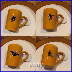 NEW RARE William Sonoma Halloween Mugs Bat Cat Pumpkin Witch Ghost Set of 6