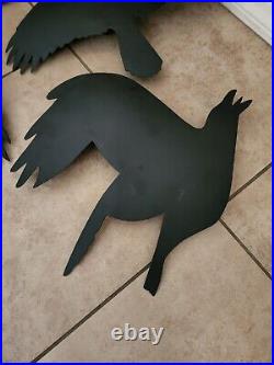 NEW S/4 Pottery Barn Black Crow Silhouette Halloween Raven Bird Metal FAST SHIP