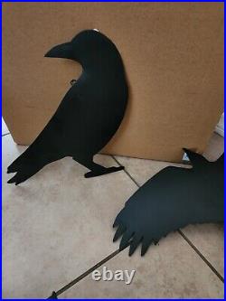 NEW S/4 Pottery Barn Black Crow Silhouette Halloween Raven Bird Metal FAST SHIP