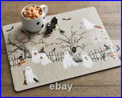 NEW S/4 Pottery Barn Scary Squad Ghost Cork Placemat Halloween SOLD OUT