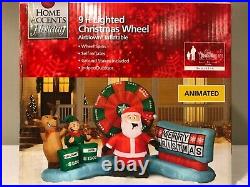 NIB 9.0 foot Inflatable Animated Christmas Lottery Wheel Santa Reindeer & Elf