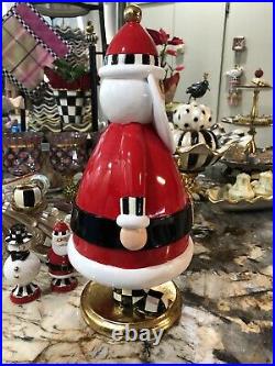 NIB MacKenzie-Childs Checkmate Santa Christmas Figurine. Courtly Check/Stripe