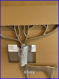 NIB Pottery Barn LARGE MERRY BRASS Sculpted REINDEER Stag Twig Deer Cabin Decor