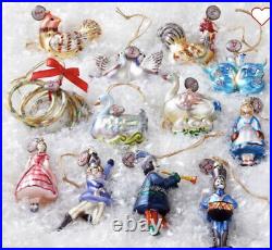 NIB Pottery Barn Twelve Days of Christmas Mercury Glass Ornaments SET OF 12