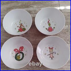 NWTSET OF 4 Pottery Barn Kids 6 INCH Bowls DR. SEUSS GRINCH CHRISTMAS HOLIDAY