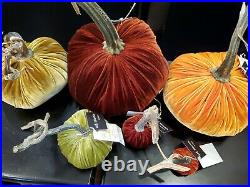 NWT Lot 6 Hot Skwash Velvet Pumpkins Halloween Thanksgiving holiday