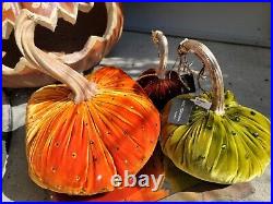 NWT Lot of 3 Hot Skwash Velvet/Crystallized Pumpkins- Halloween Thanksgiving