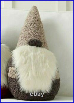 NWT Pottery Barn Clarke Gnome Shaped Pillow Gray Plush Christmas 25x30 NEW