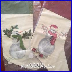 NWT Pottery Barn S/2 SNOWMAN Christmas STOCKINGS RED & GREEN Matches SHEETS