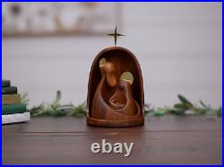 Nambe Nested Nativity, Holy Family Baby Jesus Figurine Scene, Acacia Wood