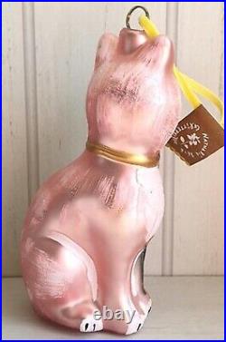 Nathalie Lethe Ornament Staffordshire Cat Pink Lily Cat Christmas Ornament