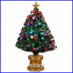 National Tree 36 Inch Fiber Optic Ornament Fireworks Tree with Gold Top Star