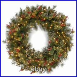 National Tree Company 48Inch Wintry Pinw Wreath with 200 Clear Lights
