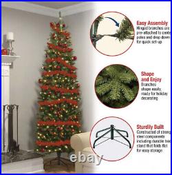 National Tree Company Artificial Pre-Lit Slim Christmas Tree, 6.5 ft, Green