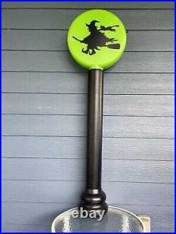 Neon Green Collector's Edition Flying Witch Halloween Blow Mold Post + Globe